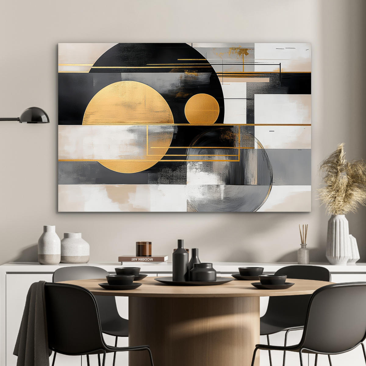 METALLBILD Abstrakt - Gold - Silber - Formen - Ästhetisch - Modern 90x60 cm - Goldfarben, Metall (90/60cm) - MuchoWow