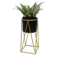 BLUMENHOCKER Metall Gold/Schwarz 22/22/47 cm - Schwarz, Metall (22/22/47cm) - DanDiBo