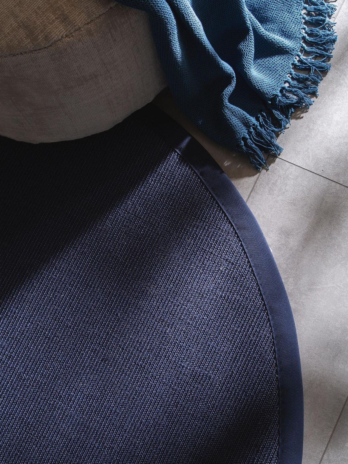 TEPPICH Sisal Sana Blau - Blau, Naturmaterialien/Kunststoff (250/1cm) - KUNSTLOFT