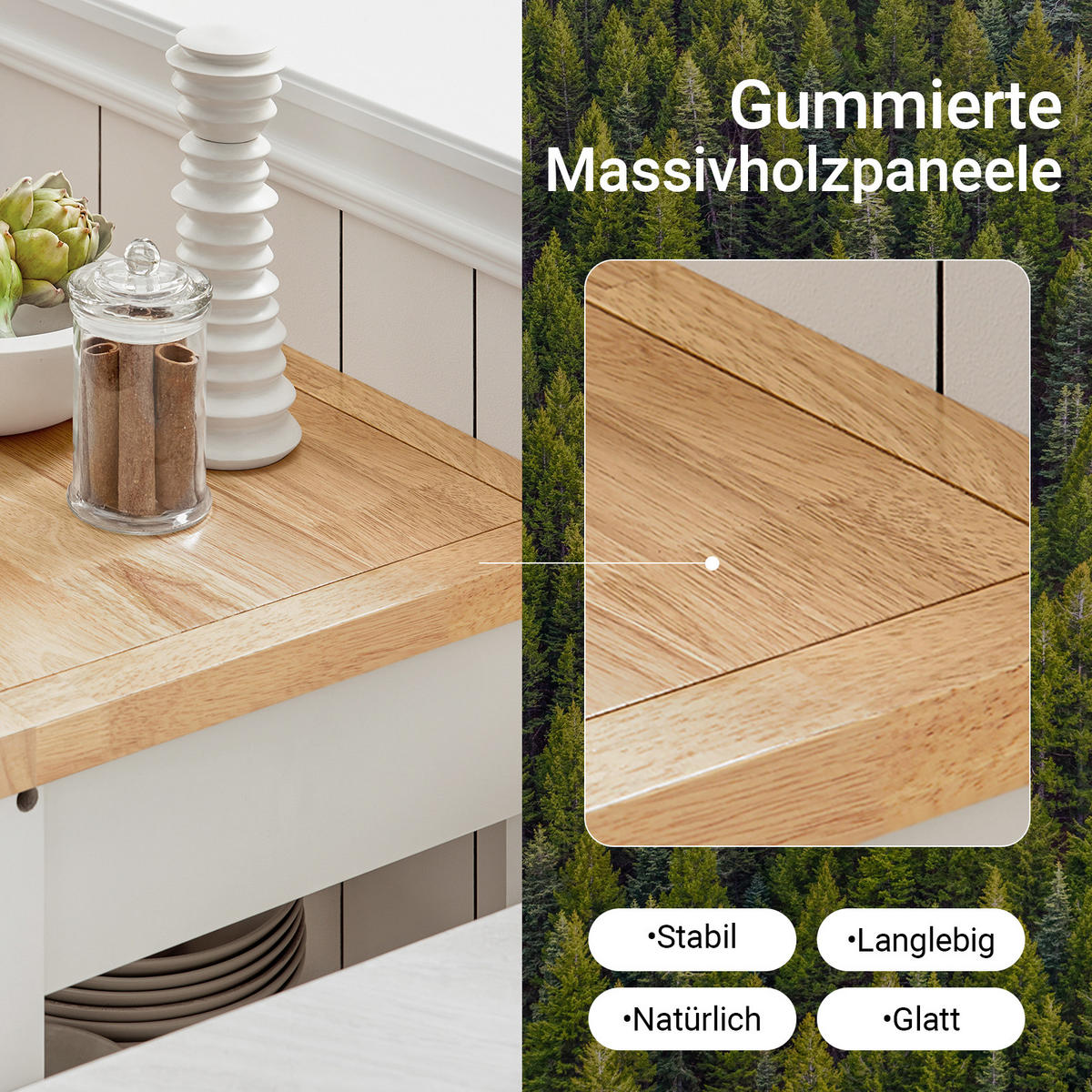 KÜCHENWAGEN Weiß - Weiß, Holzwerkstoff (60/90/45cm) - SoBuy