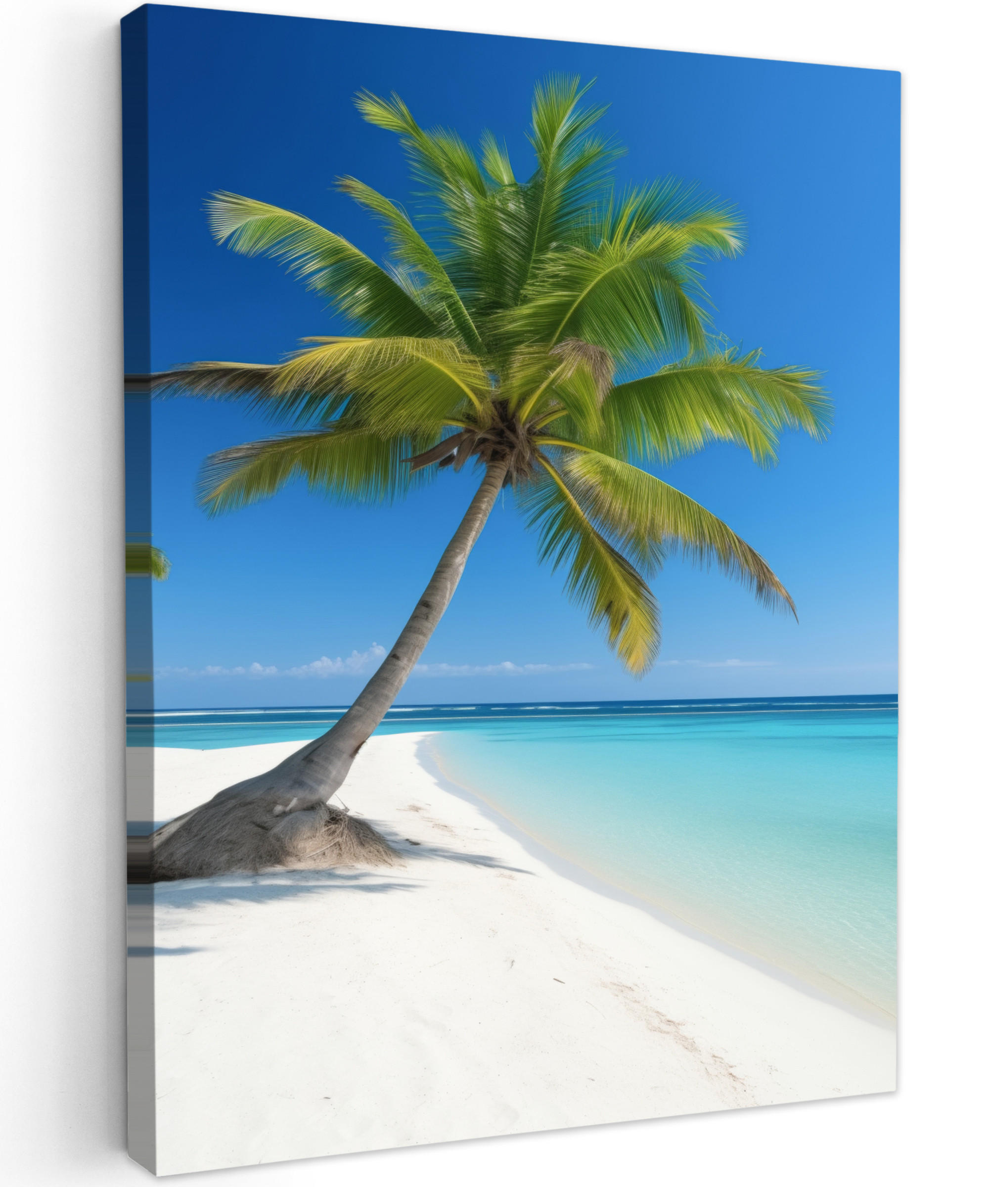 LEINWANDBILD Strand - Palme - Tropisch - Meer 30x40 cm - Grün, Textil (30/40cm) - MuchoWow
