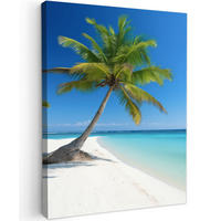 LEINWANDBILD Strand - Palme - Tropisch - Meer 60x80 cm - Grün, Textil (60/80cm) - MuchoWow