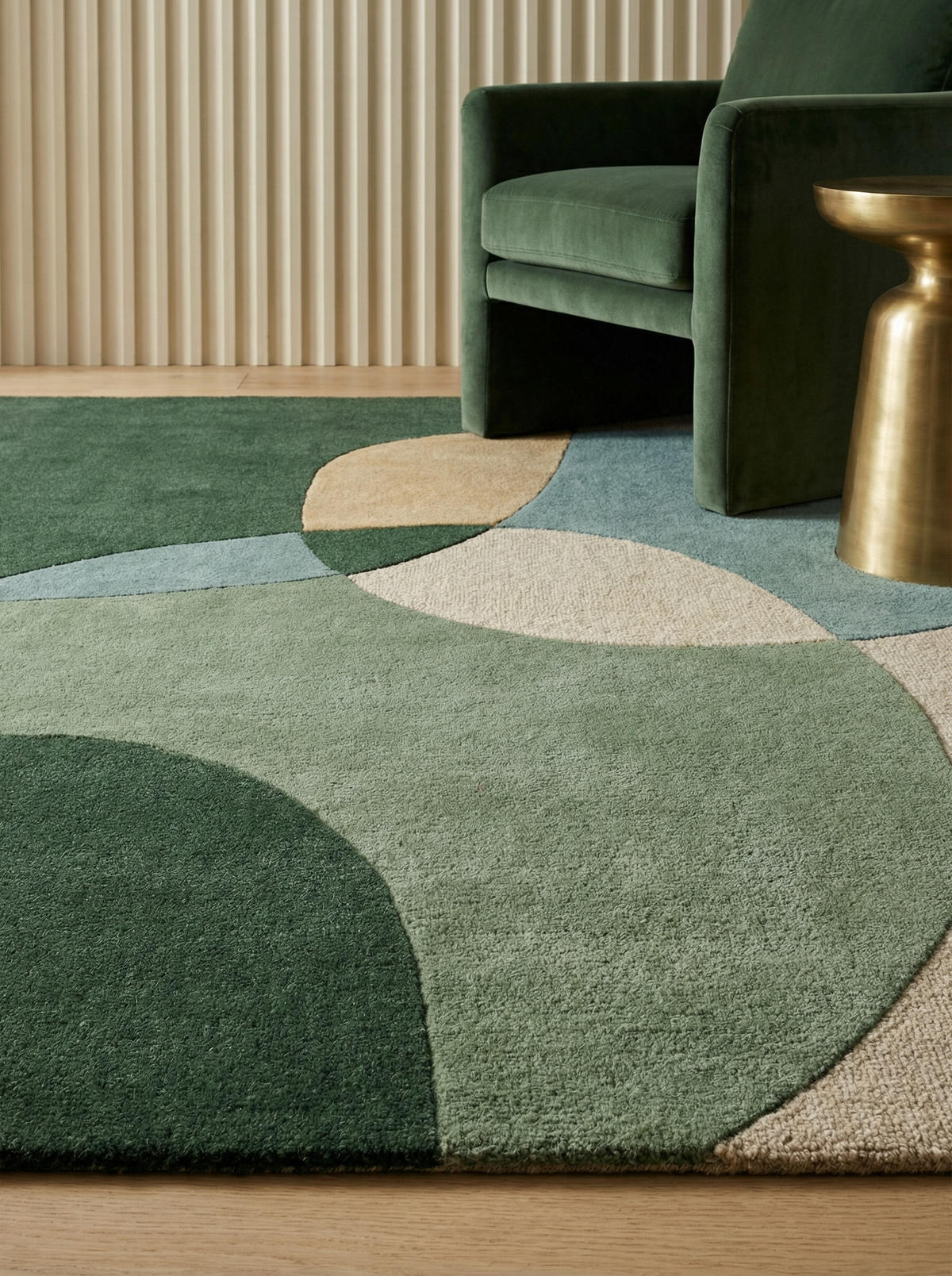 WOLLTEPPICH Abstrakt-Design mit farbakzente AIRE - Grün, Textil (200/290cm) - KADIMA DESIGN