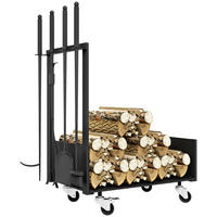 KAMINHOLZREGAL bis 60 kg - Schwarz, Metall (30/76/48cm) - Outsunny