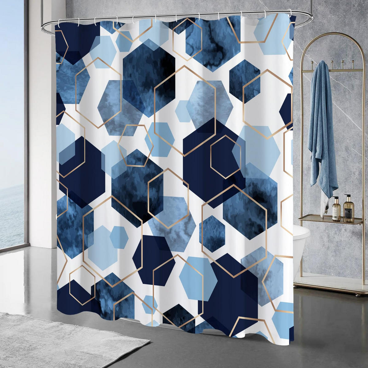 DUSCHVORHANG abstrakt 180 cm bedruckt wasserdicht schimmelresistent Badezimmer - Multicolor, Textil (180/180cm) - MCBOSON