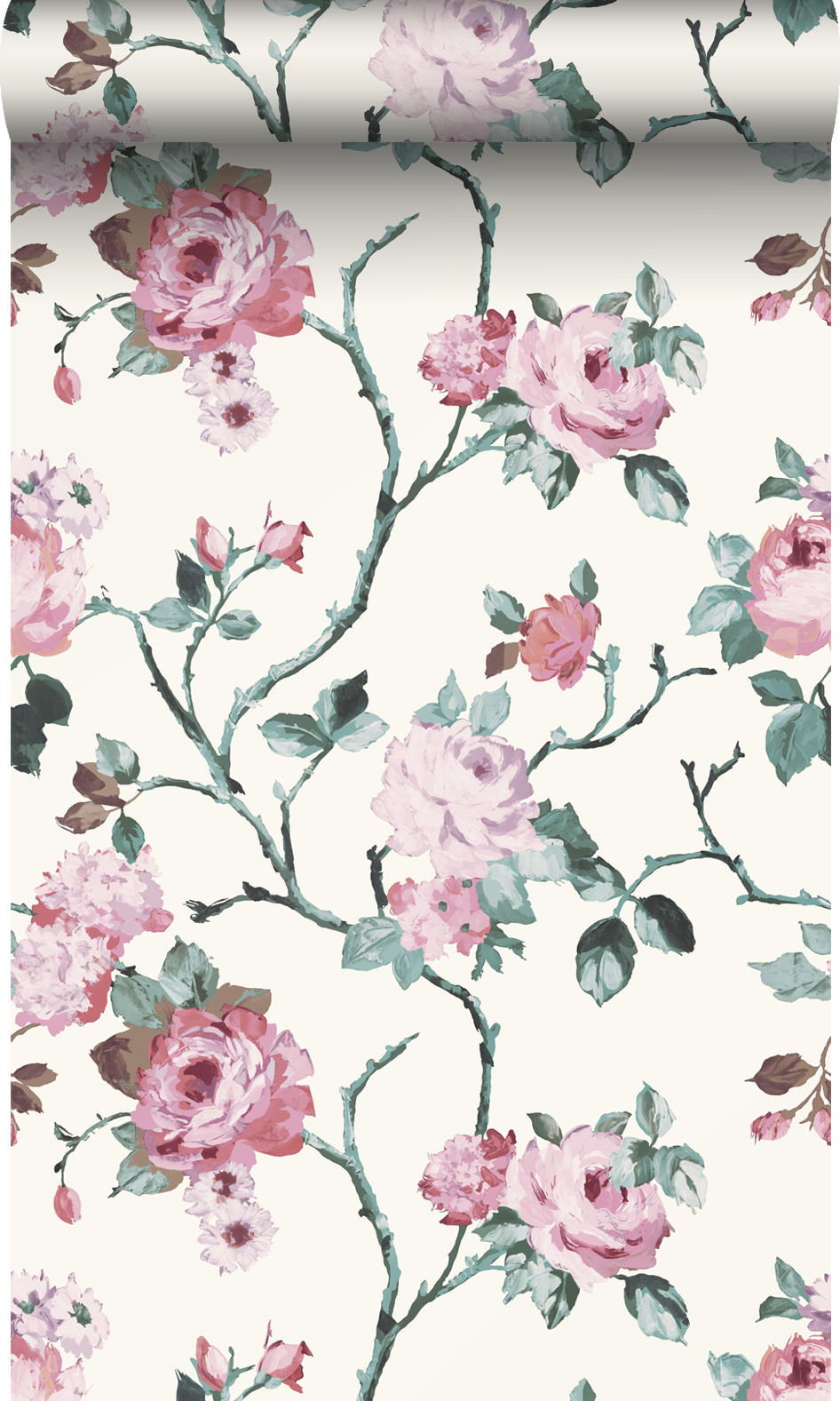 TAPETE Blumen 53 cm x 10.05 m - Pink, Papier (53/1000cm) - Origin Wallcoverings