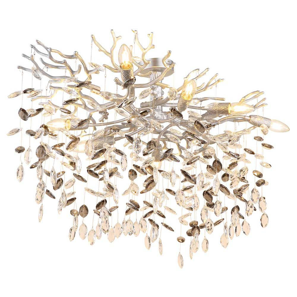 DECKENLEUCHTE Metall Silber, Glaskristalle Rauchfarben - Silberfarben, Glas (85/50/50cm) - Globo Lighting