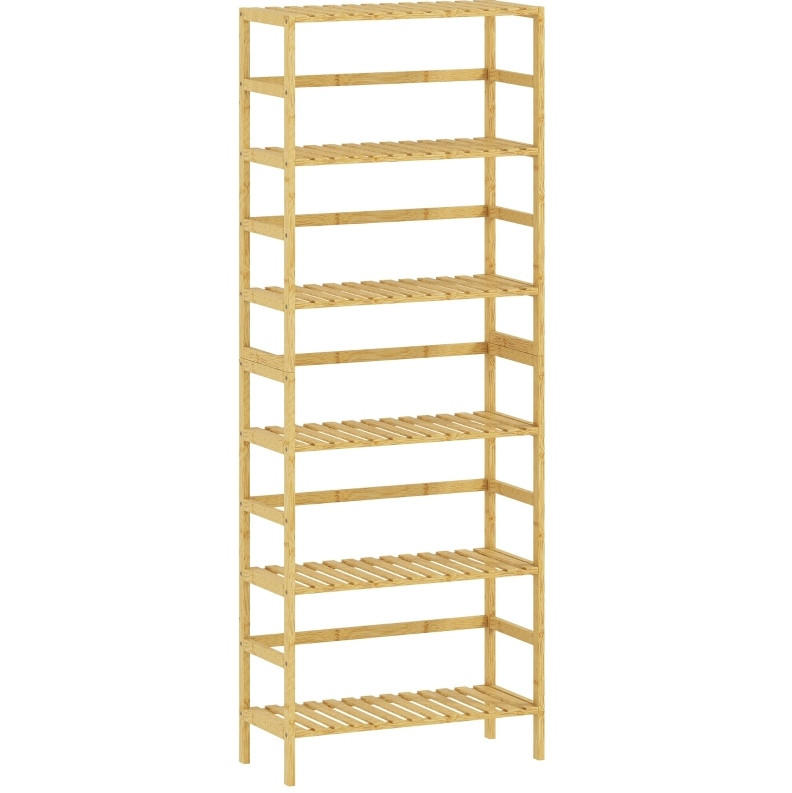 STANDREGAL aus Bambus 60x26x161 cm Naturholz mit 6 Ebenen, verstellbaren Regalböden und platzsparendem Design - Naturfarben, Naturmaterialien (60/161/26cm) - Modfu