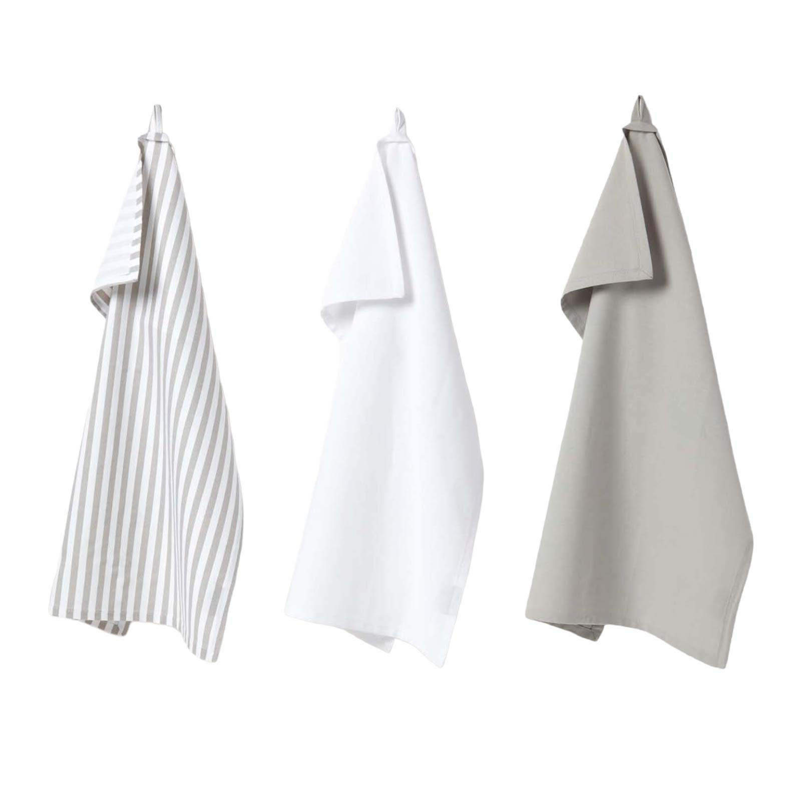 GESCHIRRTÜCHER 3er-Set grau-weiß, 100% Baumwolle - Grau, Textil (50/70cm) - Homescapes