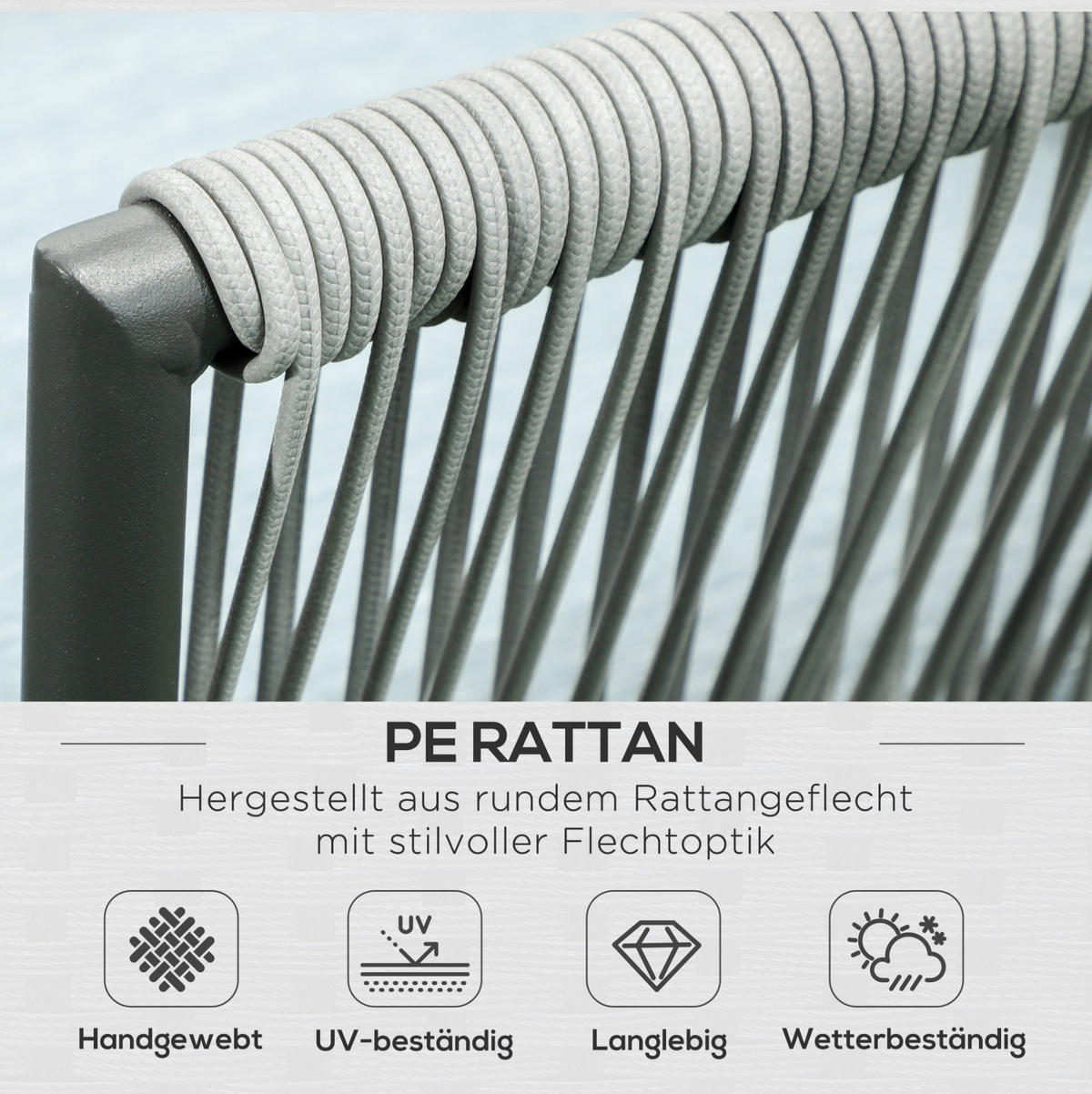 GARTENMÖBEL-SET aus Aluminium 120x71x65 cm Grau mit Couchtisch, modularer Stellweise und waschbaren Kissen - Grau, Metall - Modfu