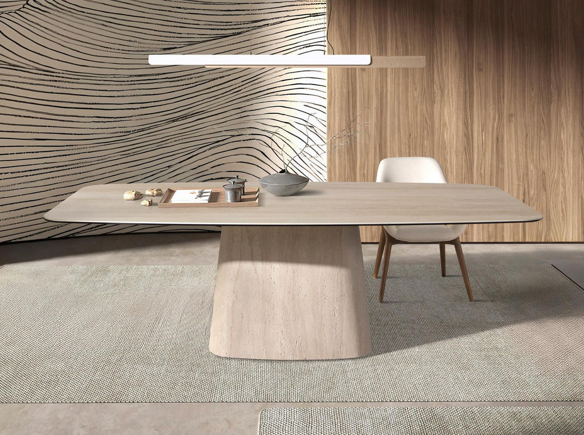 ESSTISCH oval Sand 240/120/76 cm - Beige, Keramik (120/240/76cm) - ANGEL CERDA