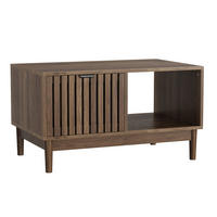 COUCHTISCH holzoptik & gitter-design mit schublade & offenen fächern - Walnussfarben, Holzwerkstoff (50/80/45cm) - Urban Meuble