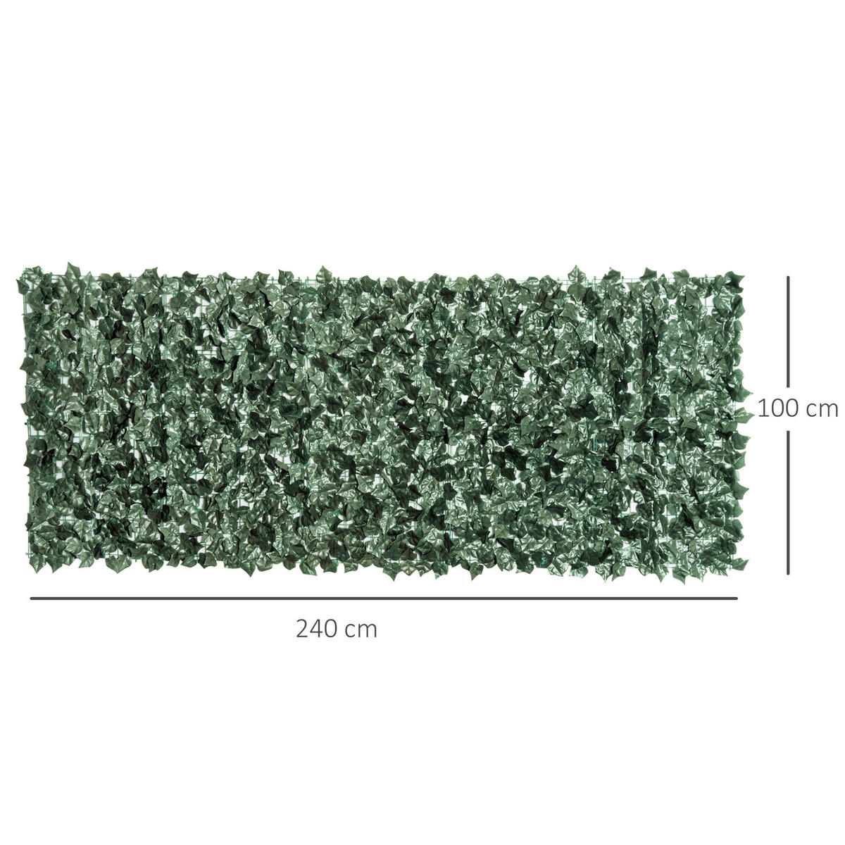 KÜNSTLICHE Hecke Sichtschutz, Gartenzaun mit Künstlichen Blättern 2,4x1m - Grün, Kunststoff (1/100cm) - Outsunny