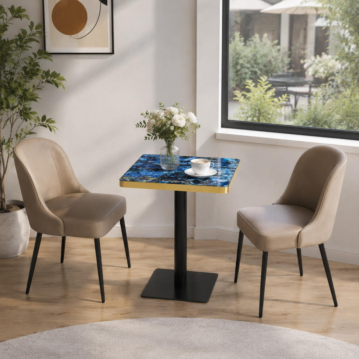 BARTISCH 60/60/74 cm mit Marmor-Optik DE-40031 Blau - Blau, Metall (60/60/74cm) - ComfortXL