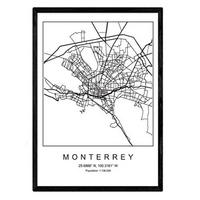 POSTER Monterrey Nordic-Stil A4 Schwarzer Rahmen - Schwarz, Papier (29.7/5/21cm) - Nacnic