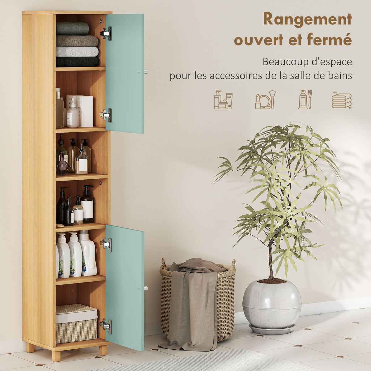 HOCHSCHRANK DE-12491 30/30/166 cm Grün - Grün, Holzwerkstoff (30/166/30cm) - ComfortXL