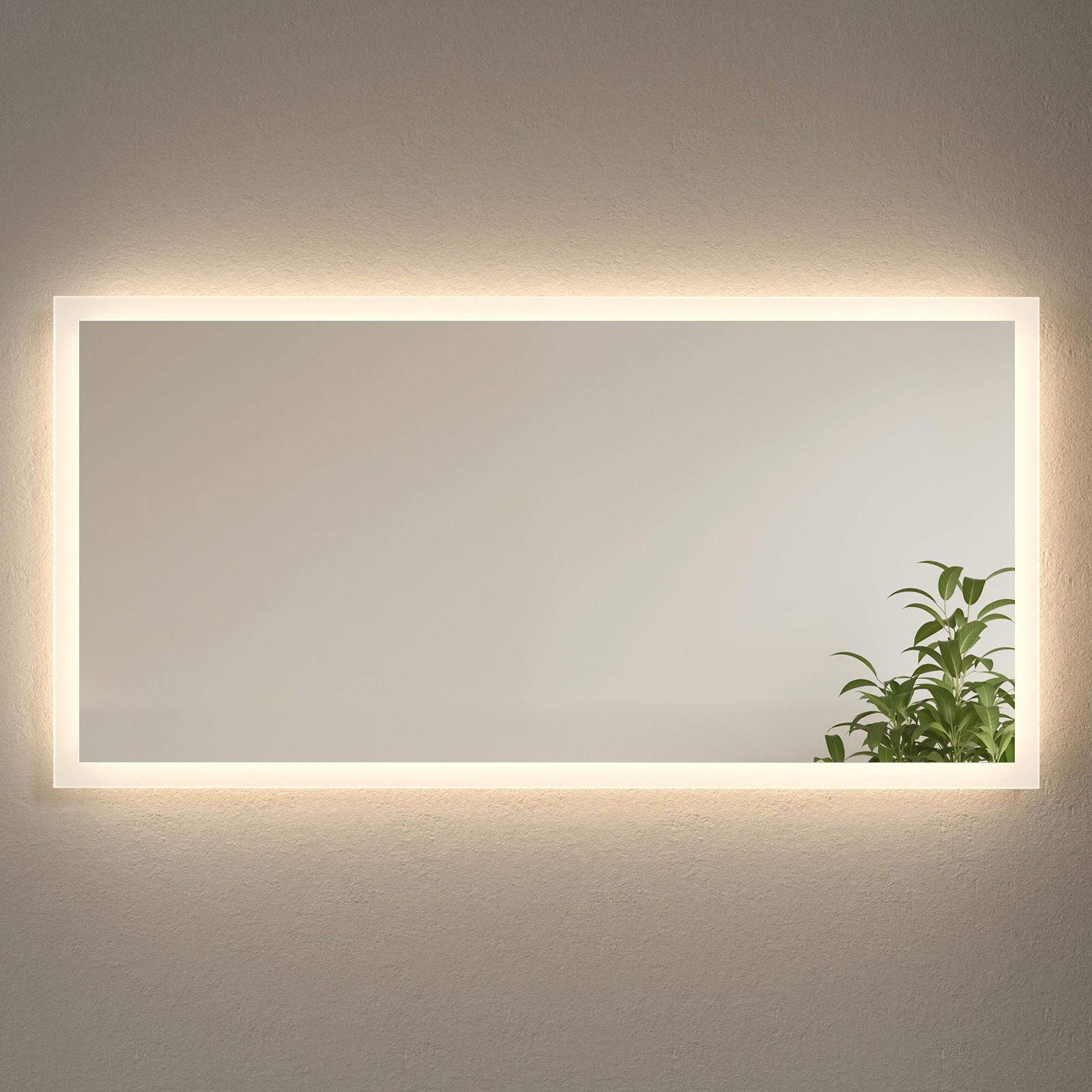 BADSPIEGEL mit Beleuchtung 120/60/3,5 cm - Weiß, Glas (60/3.5/120cm) - EMKE