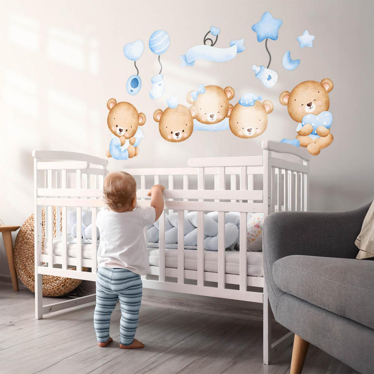 WANDAUFKLEBER 80x111cm - Kleine Bären - Multicolor, Kunststoff (80/111/0.1cm) - Wallfluent