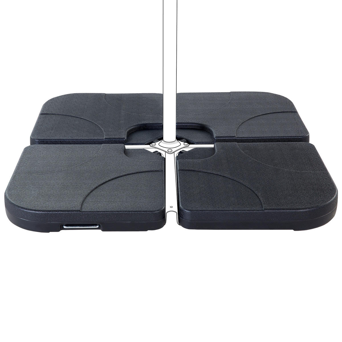 BESCHWERUNGSPLATTEN für Sonnenschirmständer anthrazit 4 Stück befüllbar Caria - Schwarz, Kunststoff (52/52cm) - Beliani
