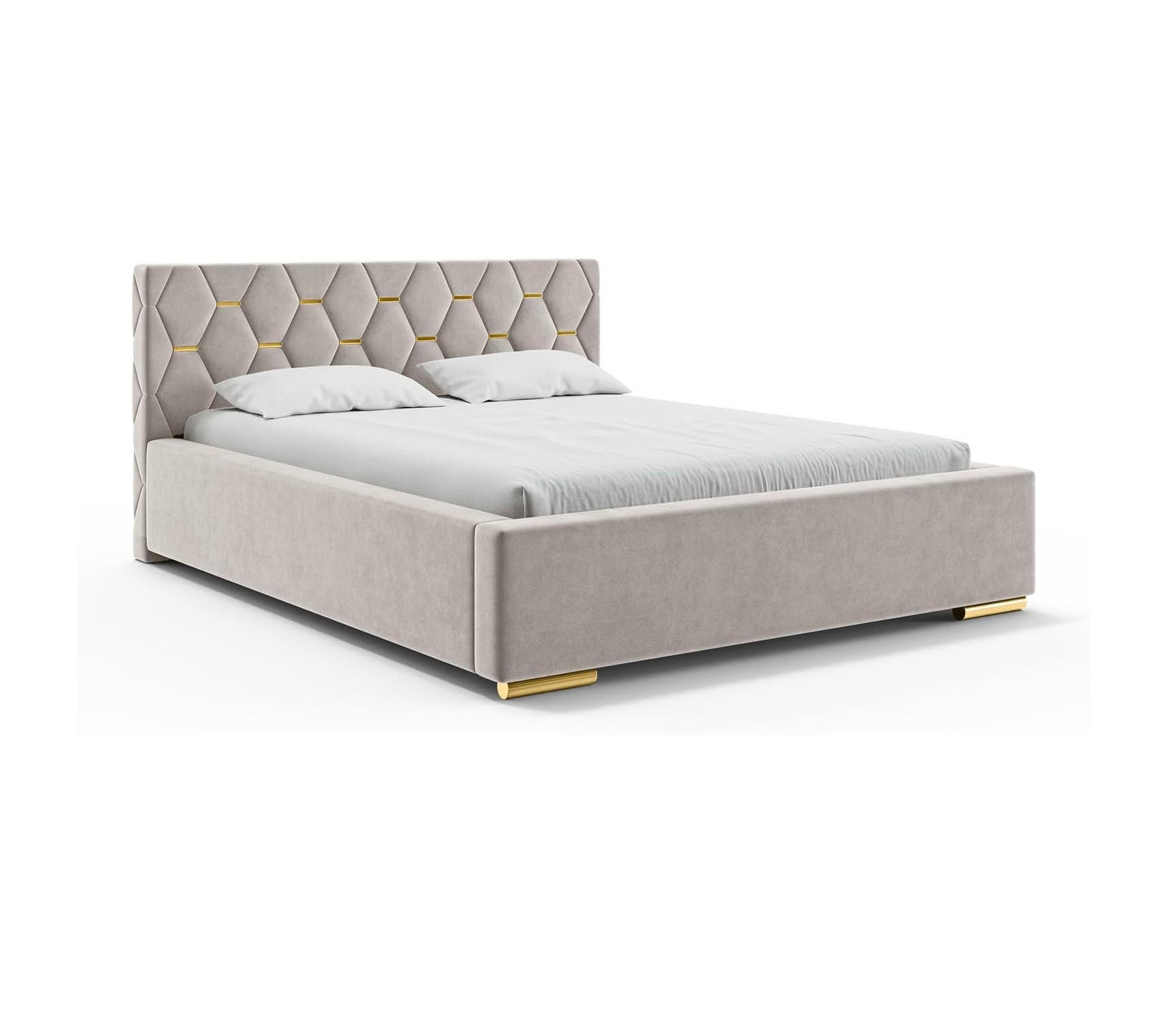 BETT VERSAL - Taupe/Goldfarben, Holzwerkstoff (120/200cm) - Meblini
