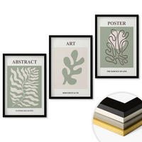WANDBILDER 3er-Set - 40x60 cm Schwarzer Rahmen - Poster mit Pflanzenmustern von Matisse - Schwarz, Kunststoff (40/60cm) - ArtPrintCave