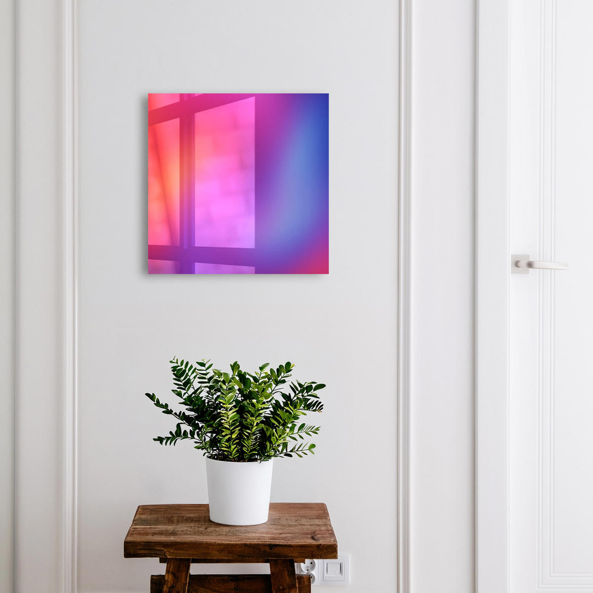 SCHLÜSSELBOX Weiß 30x30 cm – Türöffnung nach rechts - Farbenfrohe Freude - Lila, Metall (30/30/5cm) - TULUP