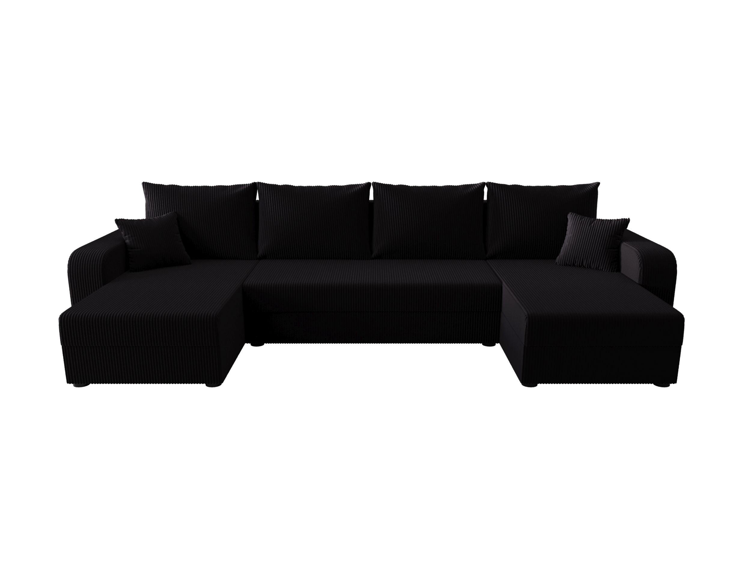 WOHNLANDSCHAFT HEWLET U BIS Zoom 23 mit Schlaffunktion - Schwarz, Textil (305/90/140cm) - Bedante