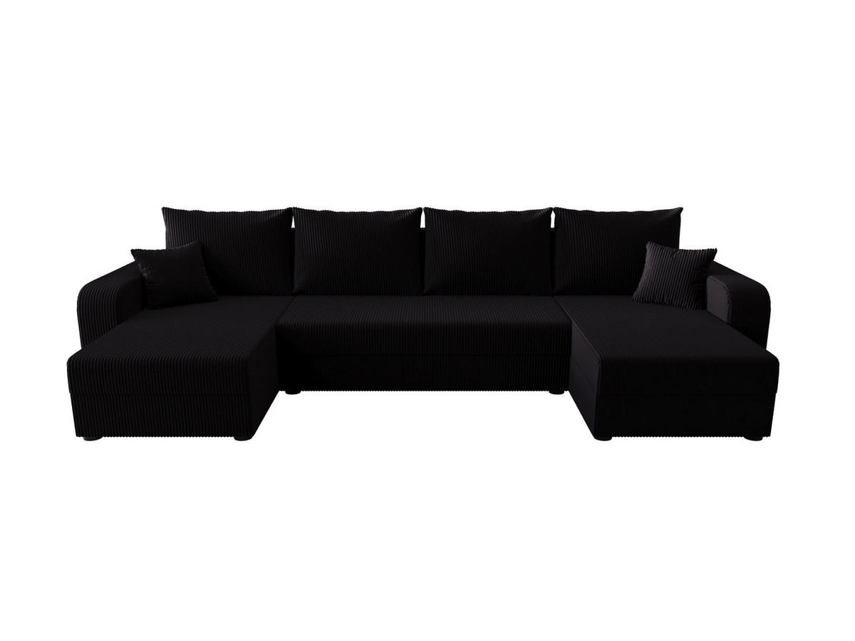 WOHNLANDSCHAFT HEWLET U BIS Zoom 23 mit Schlaffunktion - Schwarz, Textil (305/90/140cm) - Bedante