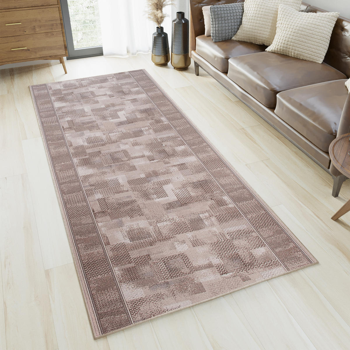 TEPPICHLÄUFER Anti-Rutsch Beige rutschfest Gummiunterlage 67/900 cm - Beige, Textil (67/900cm) - Tapiso