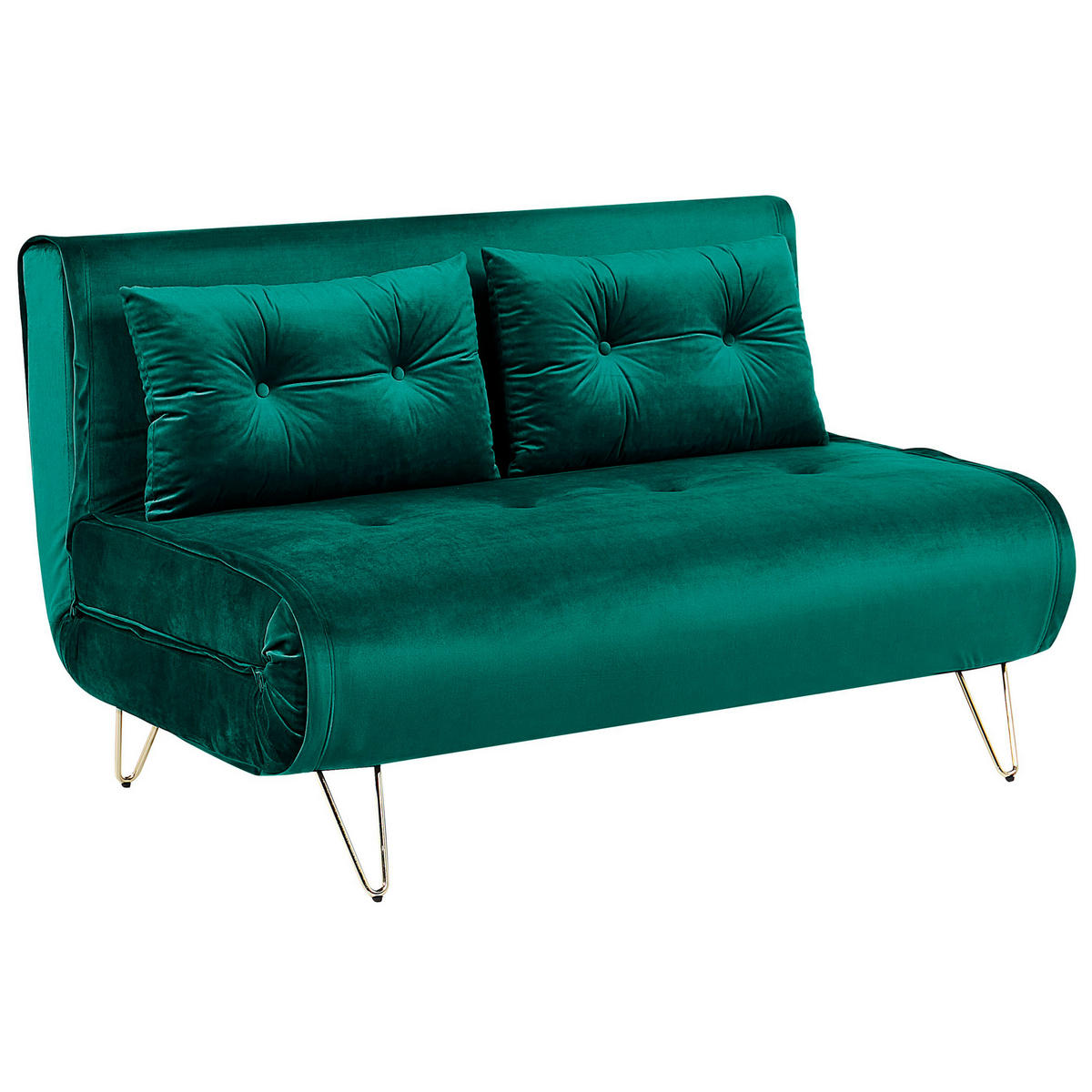 2-SITZER-SCHLAFSOFA Samtstoff Dunkelgrün Vestfold - Dunkelgrün, Textil (130/81/78cm) - Beliani