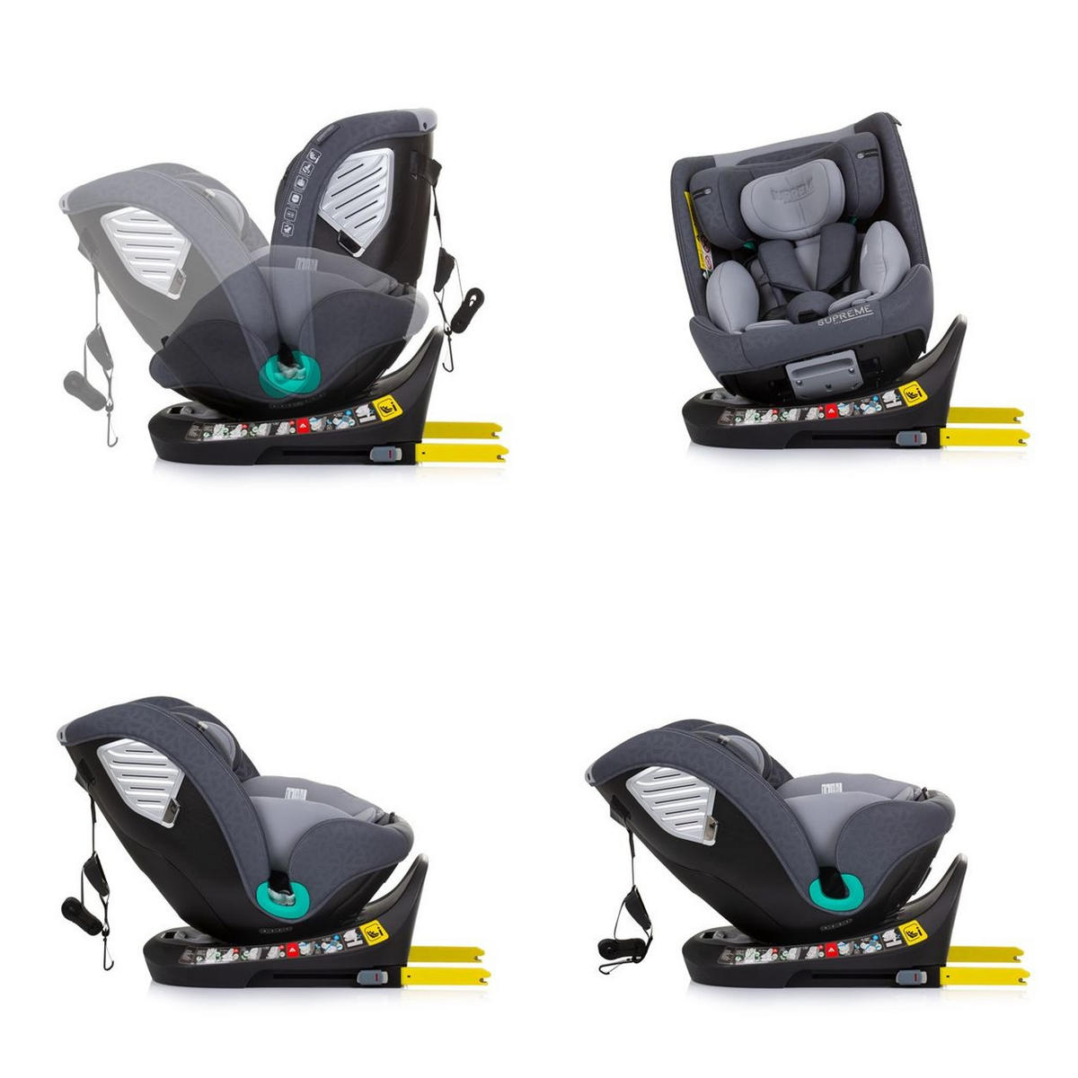 KINDERSITZ i-Size Supreme grau (40-150 cm) verstellbar 360° drehbar Isofix - Grau, Kunststoff (44/75/45cm) - Chipolino