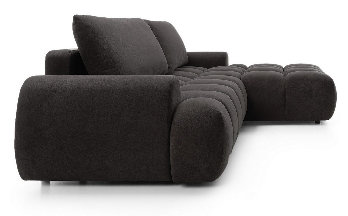 ECKSOFA 280 cm Valerio mit Bettkasten, 280 cm, Rechts, Schlaffunktion, Schwarz - Schwarz, Holz (177/280cm) - Emporius