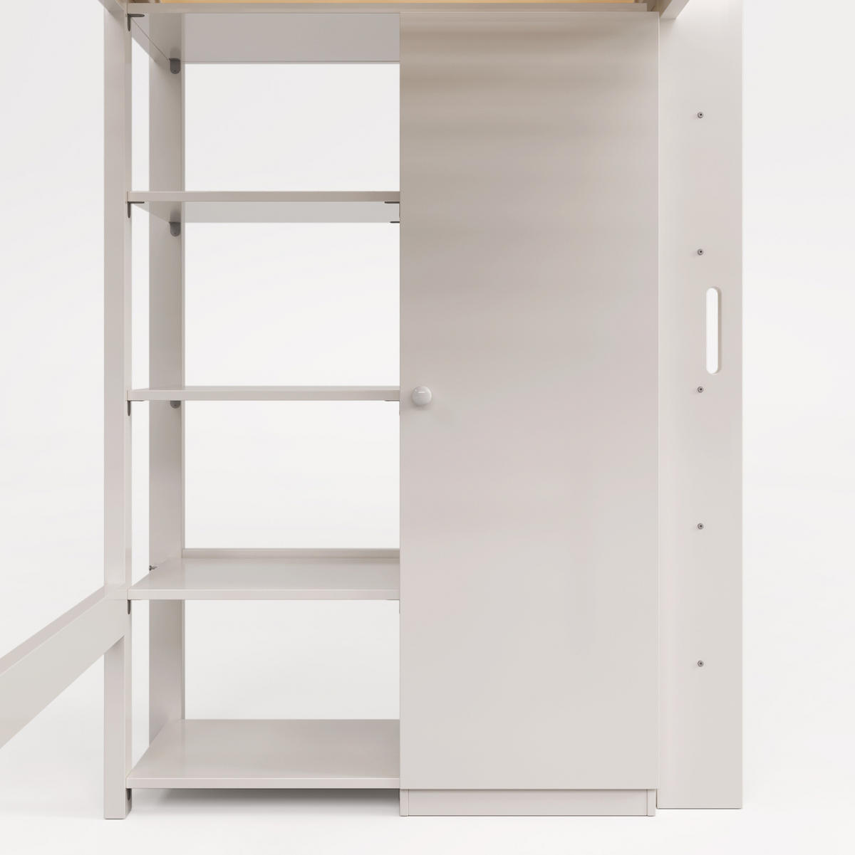 KINDEREINZELBETTEN aus Spanplatte & Massivholz 90x200 cm in Weiß mit Kleiderschrank - Weiß, Holzwerkstoff (90/200cm) - Modfu