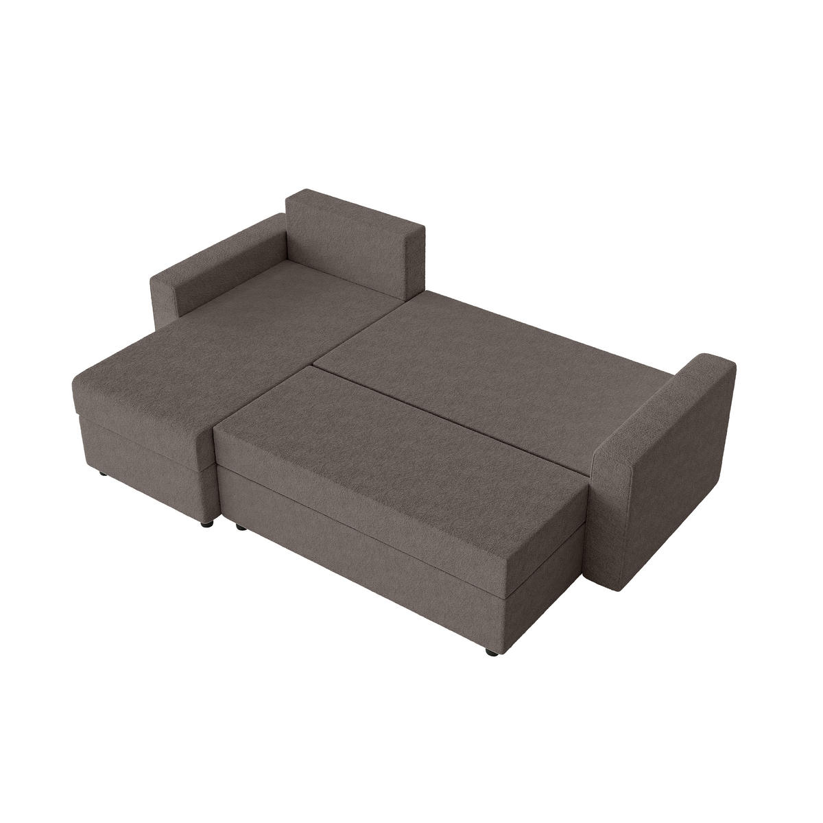 ECKSOFA Goka Lux L mit Schlaffunktion und 2 Bettkästen, Braun - Braun, Textil (230/146cm) - Fedve