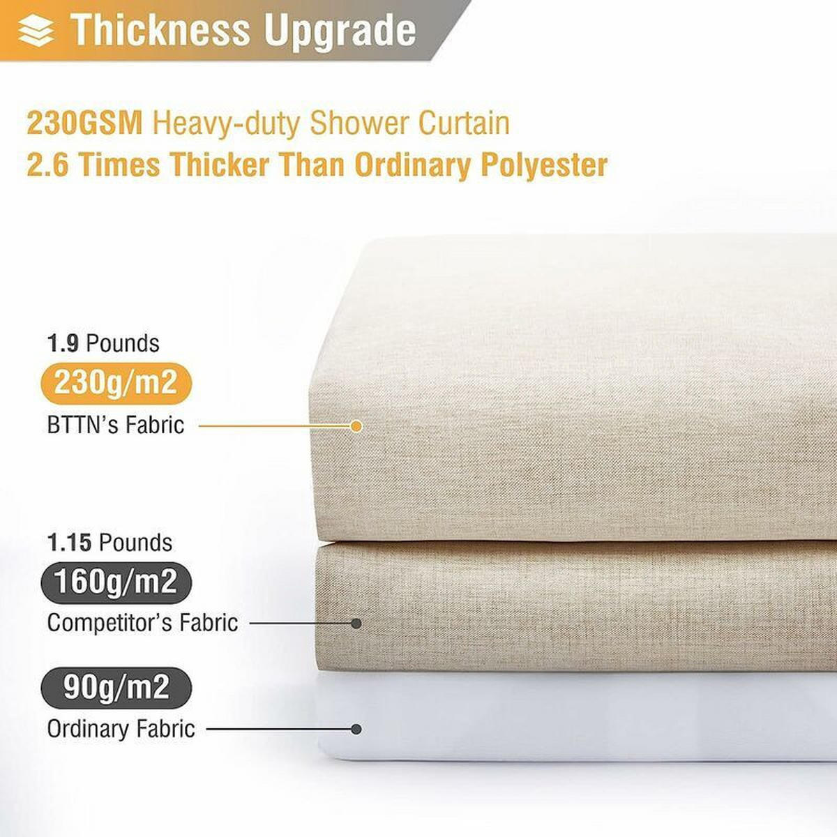 DUSCHVORHANG Polyester wasserdicht dekorativ mit Haken Kunststoff - Beige, Textil (180/180cm) - MCBOSON