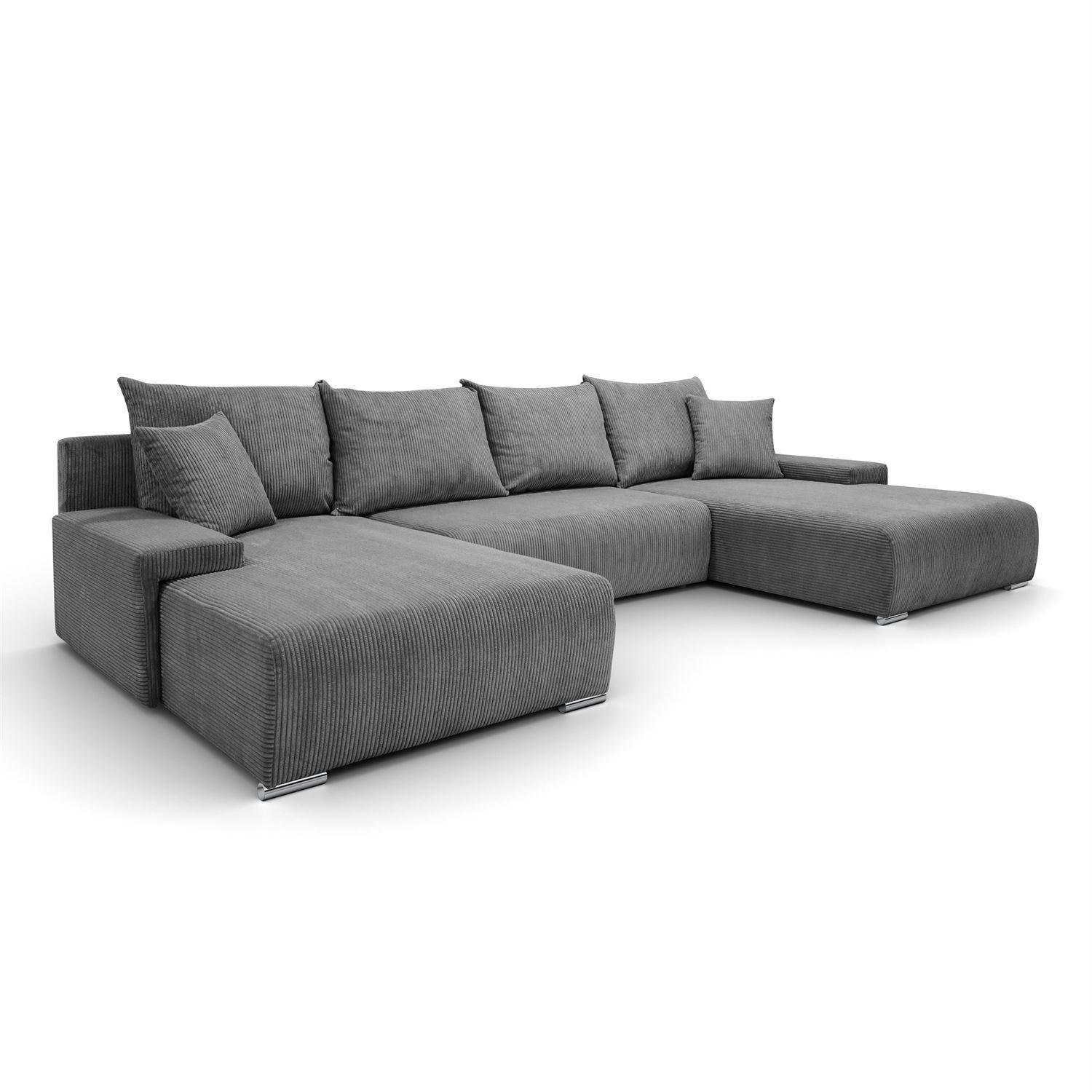 WOHNLANDSCHAFT LAVIO U mit Schlaffunktion und Bettkasten - Grau, Textil (348/93/188cm) - Lookway