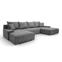 WOHNLANDSCHAFT LAVIO U mit Schlaffunktion und Bettkasten - Grau, Textil (348/93/188cm) - Lookway