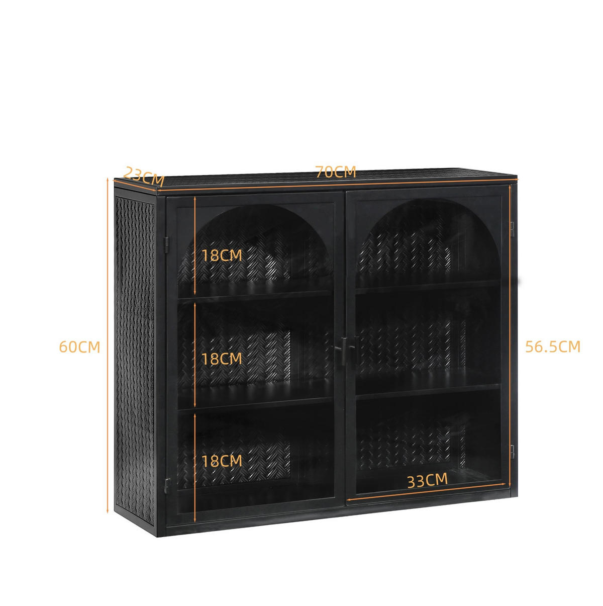 KÜCHENOBERSCHRANK 70/23/60 cm in Schwarz mit Glasfront und 2 Türen - Schwarz, Glas (70/60/23cm) - BEAOK