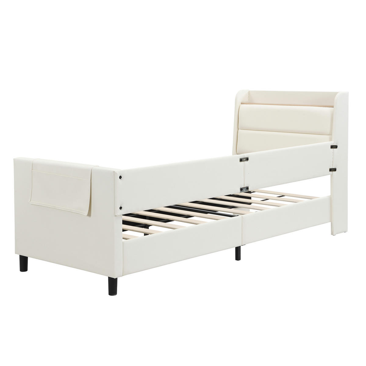 KINDER-AUSZIEHBETT 90x200 cm, Schlafsofa mit 2 Schubladen, Samt, weiß - Weiß, Textil (90/200cm)