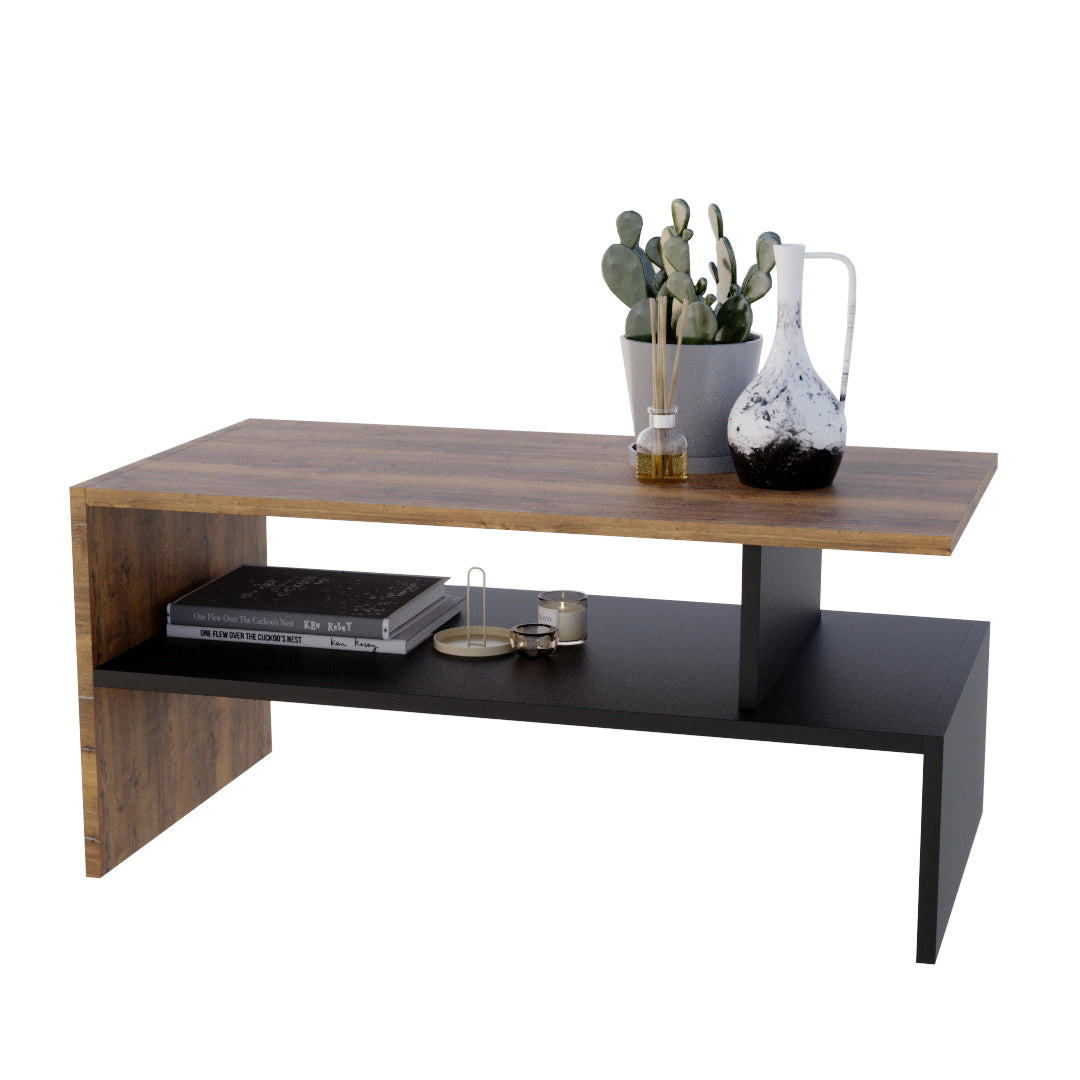 COUCHTISCH JULA 93 - Alteiche/Schwarz, Holz (50/93/45cm) - Mat-Haus