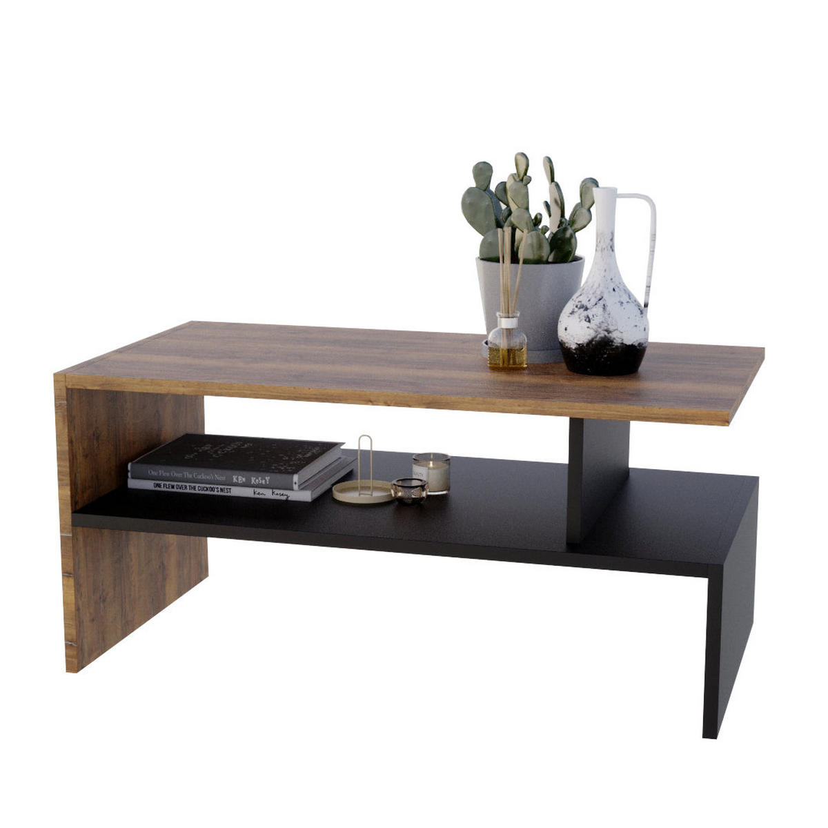 COUCHTISCH JULA 93 - Alteiche/Schwarz, Holz (50/93/45cm) - Mat-Haus