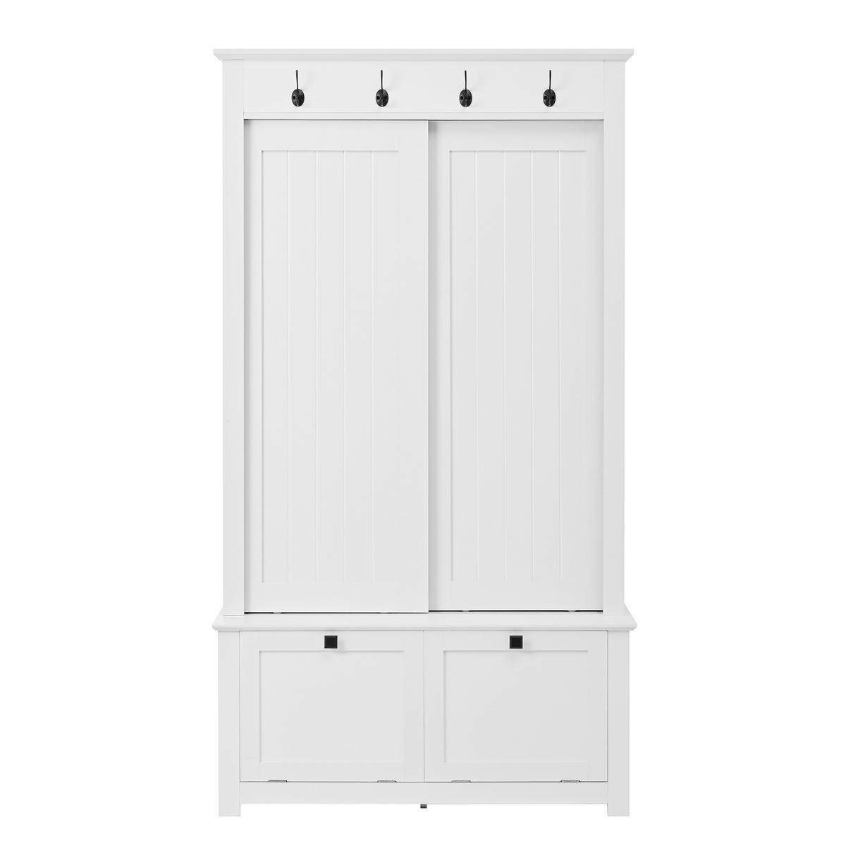 GARDEROBE Set Schuhschrank Haken Stauraum - Weiß, Holz (100/180/50cm) - LEBENLANG