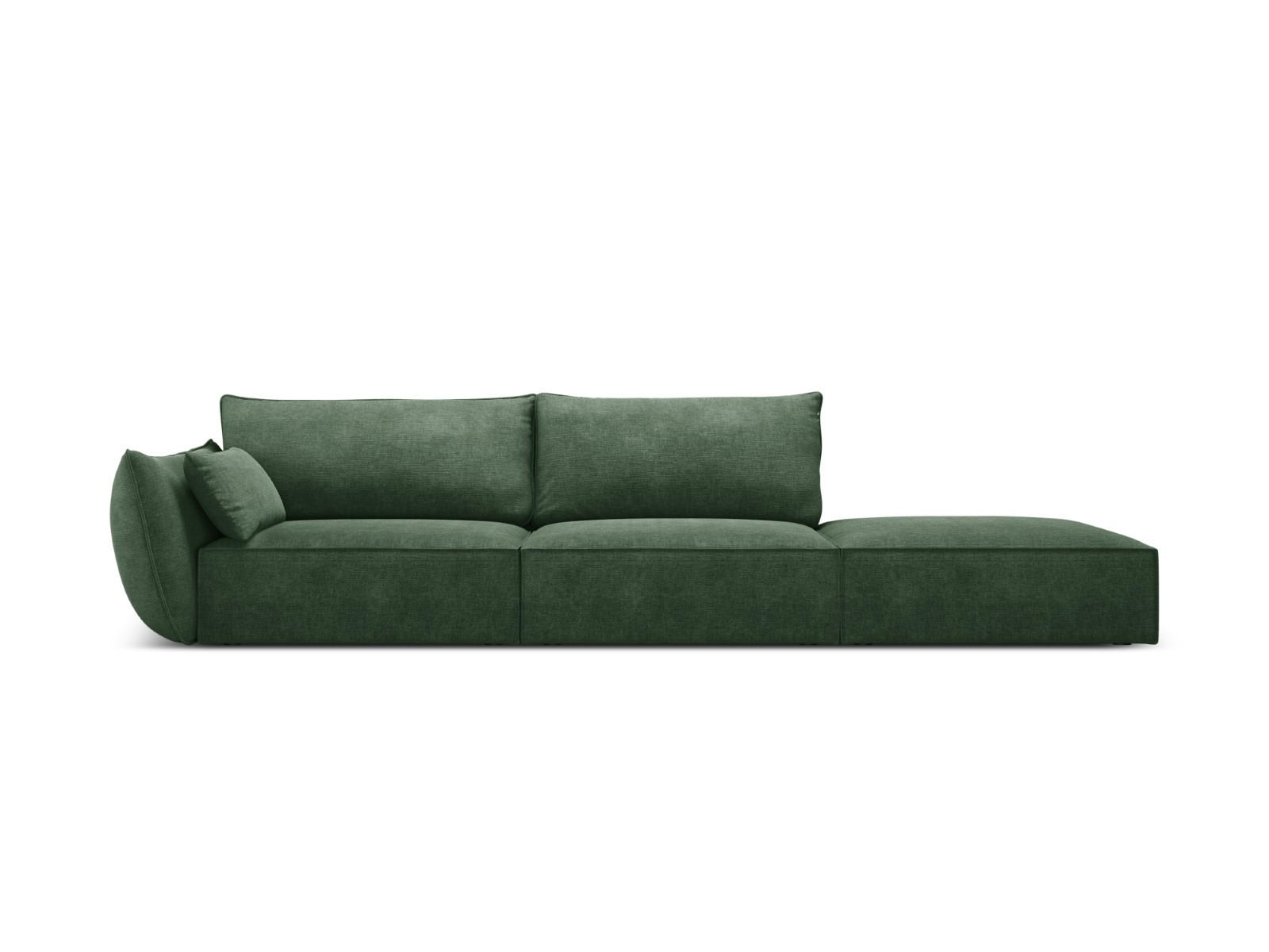 RECHTES-SOFA Kaelle aus Chenille-Stoff flaschengrün 4 Sitzplätze - Dunkelgrün, Textil (110/85/264cm) - Micadoni