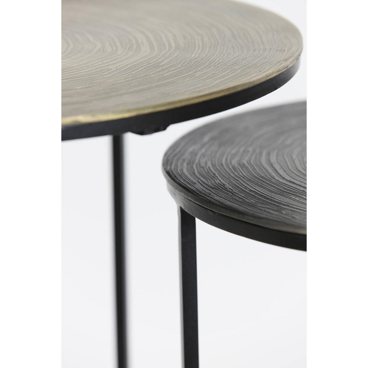 BEISTELLTISCH PRIMO Ø49x52 cm, 2er Set, Schwarz-Bronze - Bronzefarben, Metall (49/49/52cm) - Light & Living