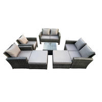 GARTENSET Polyrattan Dunkelgrau 8-Sitzer - Dunkelgrau, Metall - Fimous
