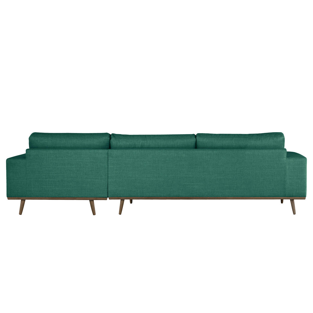 ECKSOFA mit Longchair - Dunkelgrün/Eichefarben, Eichenholz/Textil (281/153cm) - home24