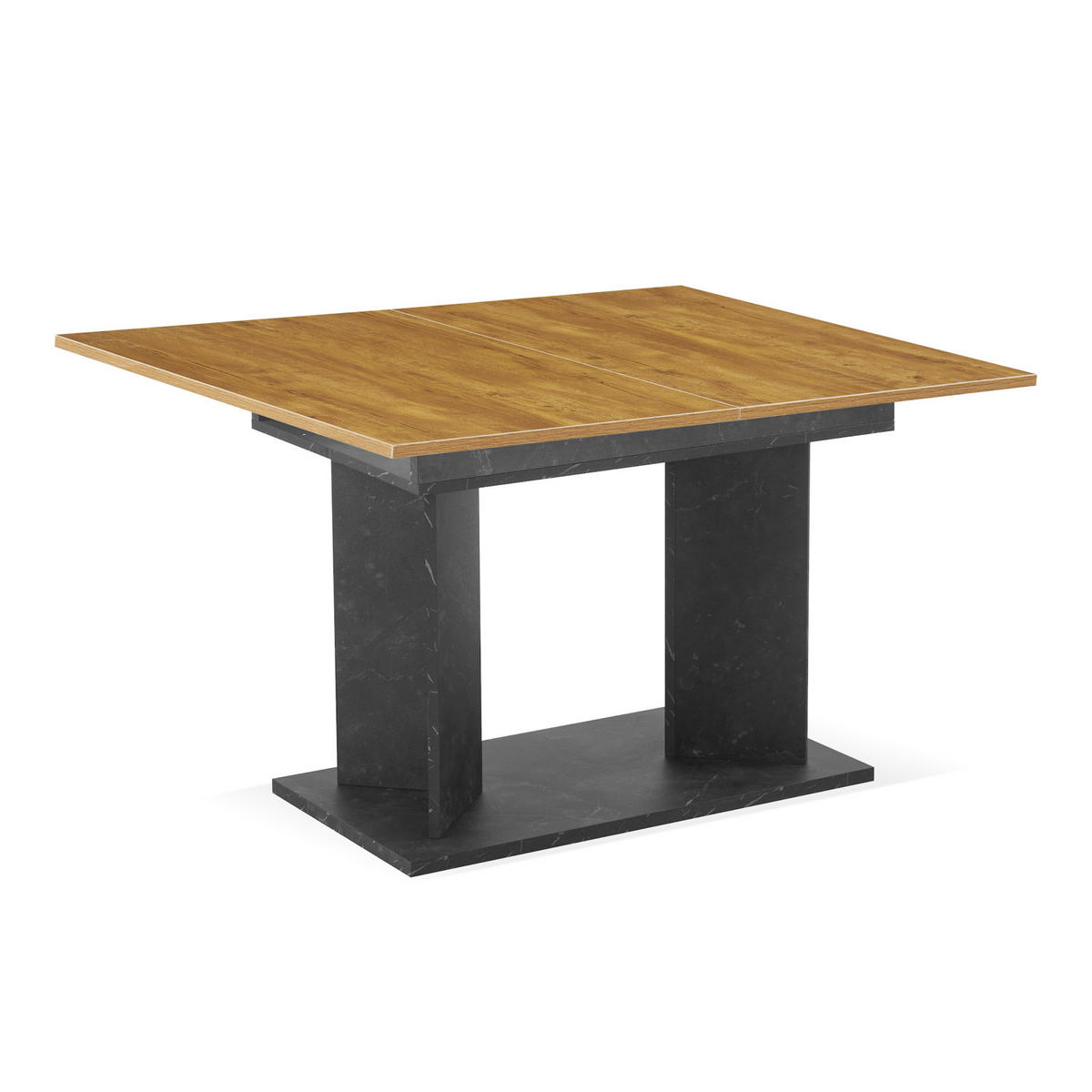 ESSTISCH VIVIAN 120-160/80/76 cm - Wildeiche/Anthrazit, Holzwerkstoff (80/120/76cm) - B&D Home