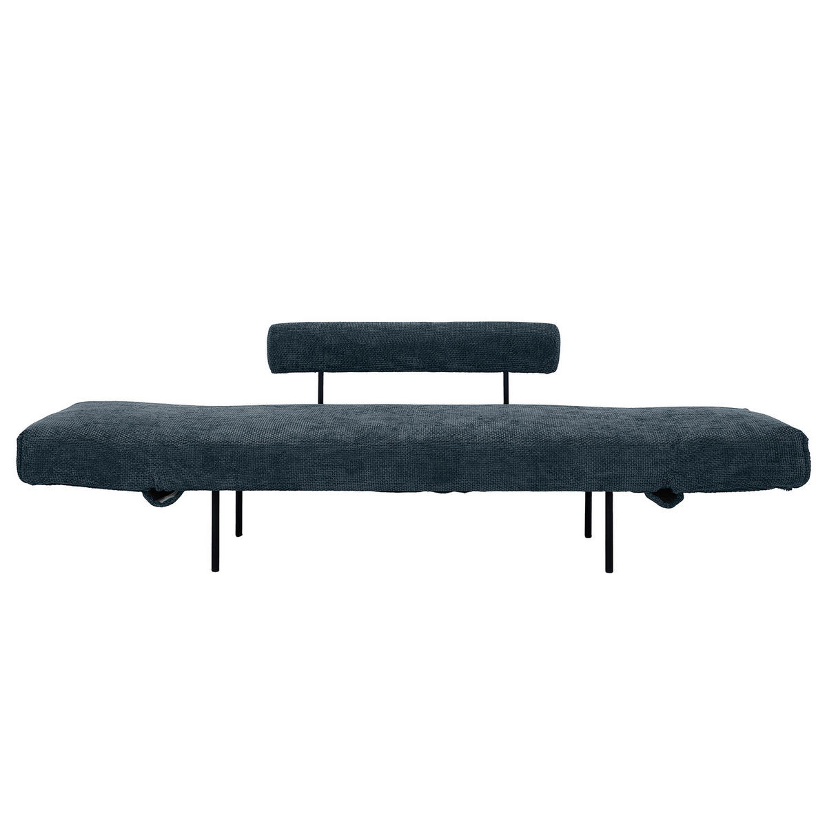 SCHLAFSOFA - Chenille - Blau/Schwarz, Textil/Metall (181/70/75cm) - home24