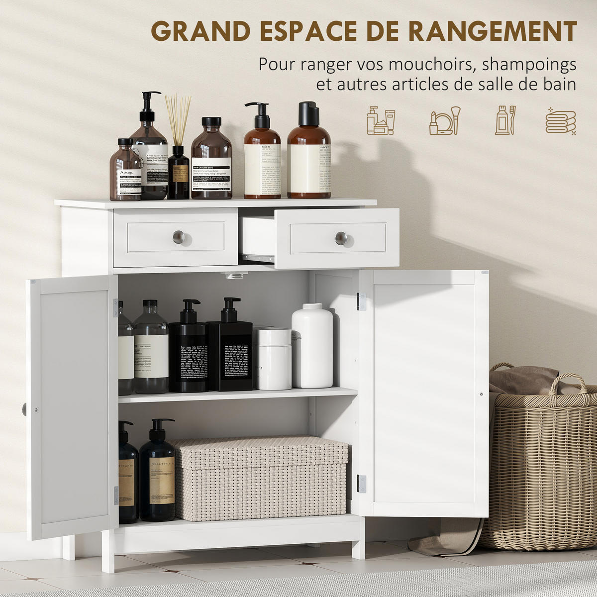 MIDISCHRANK DE-17353 Weiß - Weiß, Holzwerkstoff (30/75/60cm) - ComfortXL