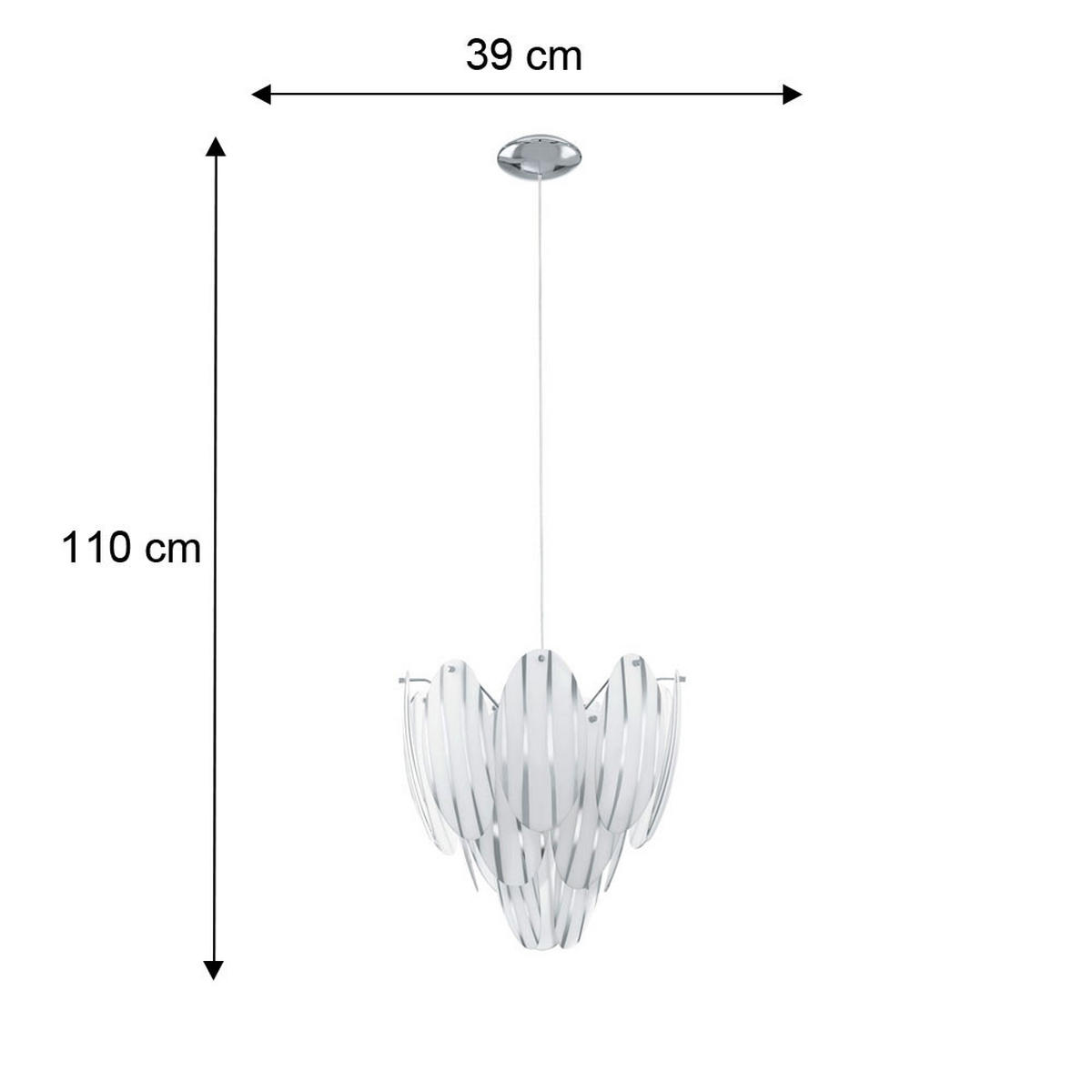 LED HÄNGELEUCHTE TOFO Stahl Weiß - Weiß, Glas (39/39/110cm)